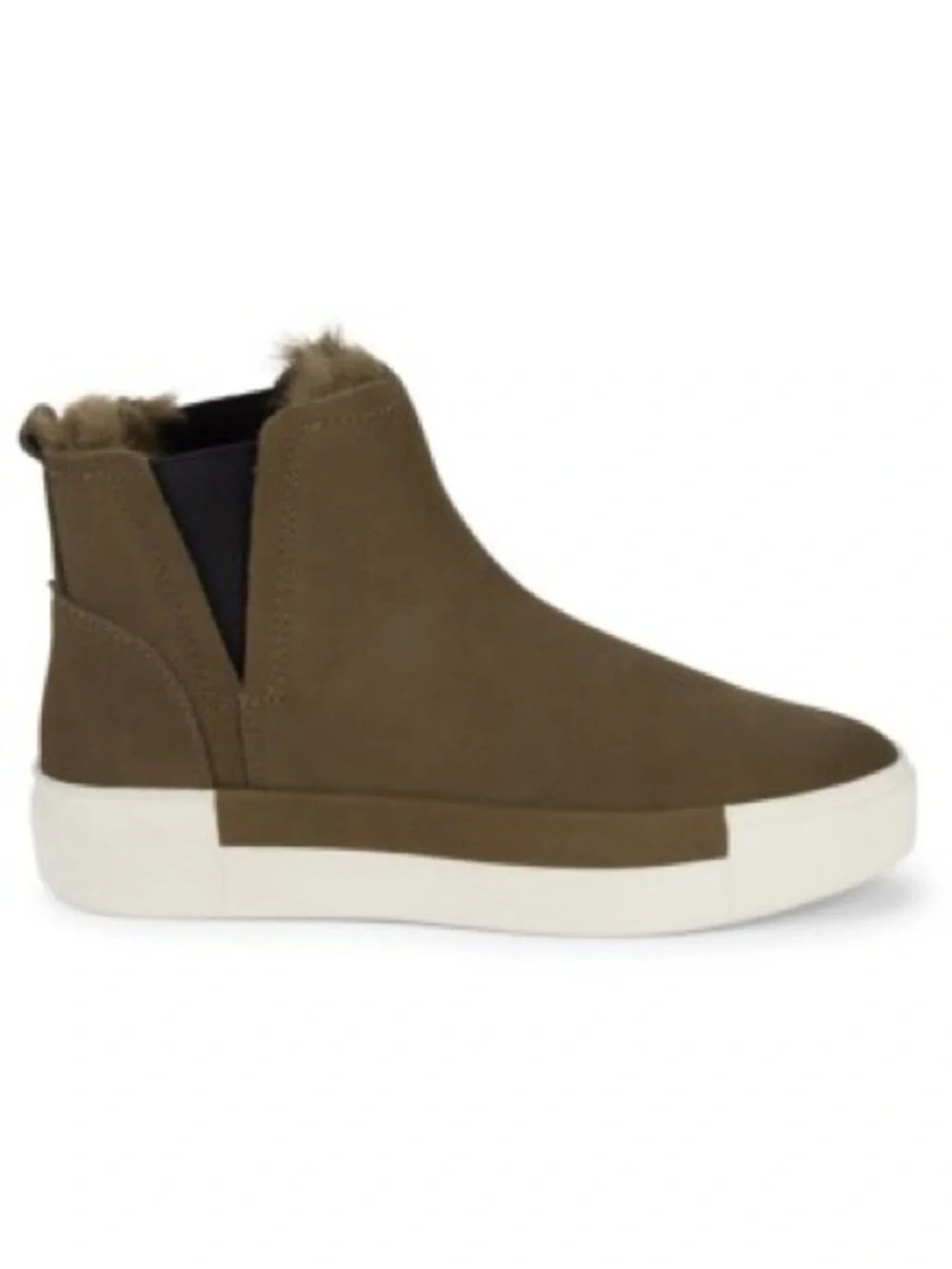 J Slides Olive Brown Slip-On Ankle Booties with White Sole